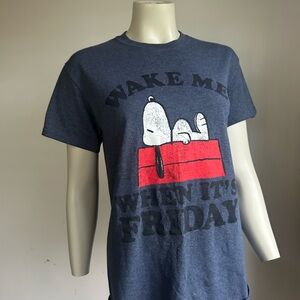 peanuts wake me when its friday Snoopy Graphic T-Shirt in Blue S